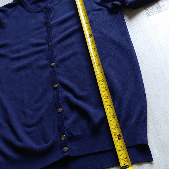 Zara knit cardigan navy gold buttons career casual size L casual classic preppy - Picture 6 of 11